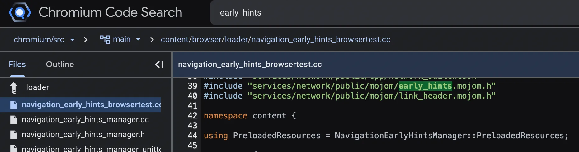 Using Chromium Code Search