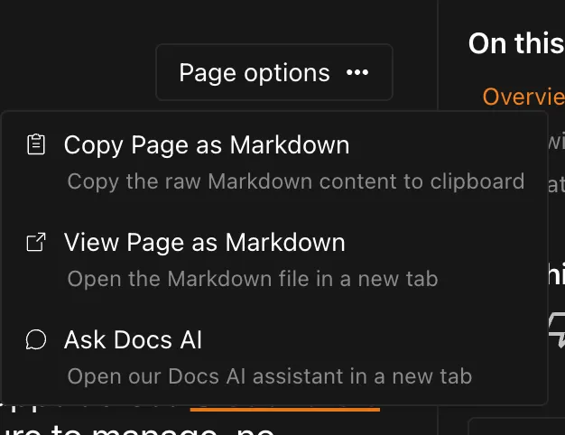 Copy Page as Markdown button