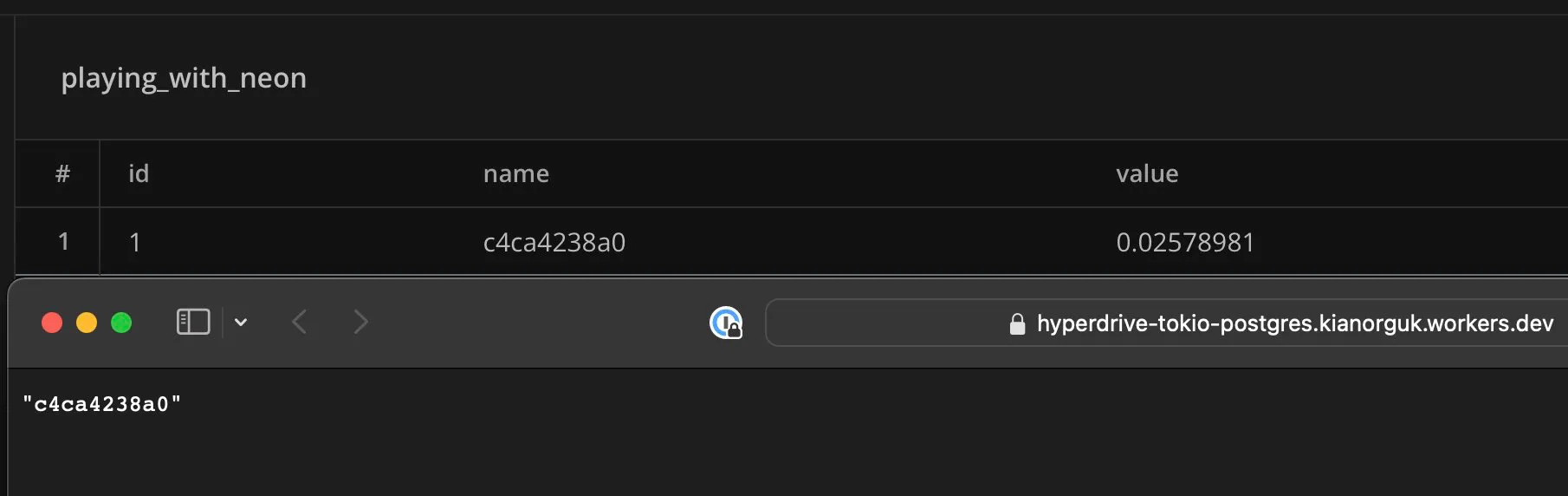 Demonstration of querying Neon